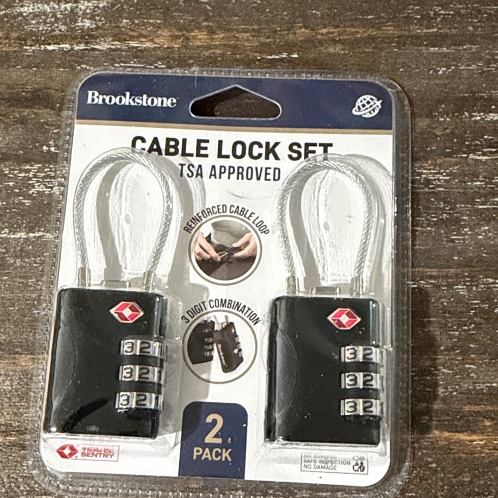 Brookstone Black TSA-Approved Cable Lock Set, 2-Pack